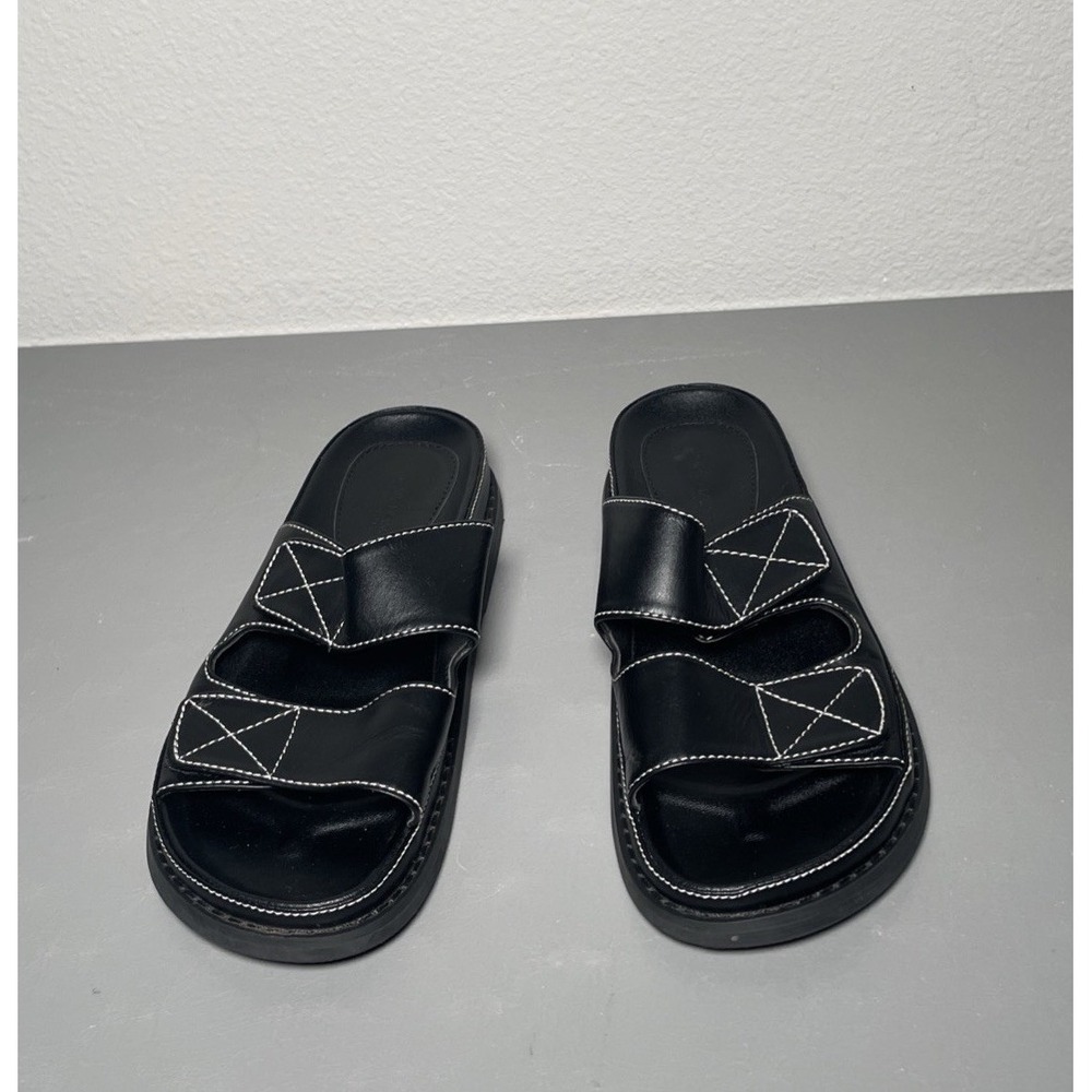 TONY BIANCO Black Leather Slide Sandals Size 5.5-6